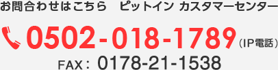 お問い合せはこちらピットインカスタマーセンター